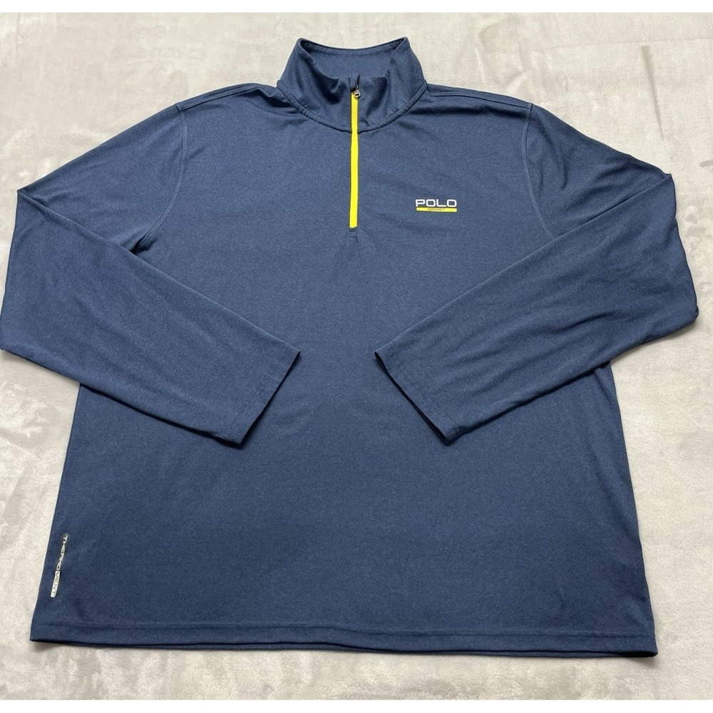 Polo Sport Ralph Lauren Performance Shirt Men XL  Navy Quarter Zip ThermoVenT